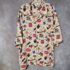 NFL Team Apparel Tampa Bay Buccaneers AOP Hawaiian Aloha Button Up Shirt Men 3XL
